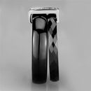 Silver Jewelry Rings Simple Engagement Rings 3W978 Stainless Steel Ring with Ceramic in Jet Alamode Fashion Jewelry Outlet