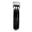 Silver Jewelry Rings Simple Engagement Rings 3W980 Stainless Steel Ring with Ceramic in Jet Alamode Fashion Jewelry Outlet