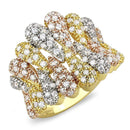 Simple Rings 3W1462 Tricolor Brass Ring with AAA Grade CZ