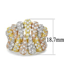 Simple Rings 3W1462 Tricolor Brass Ring with AAA Grade CZ
