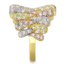 Simple Rings 3W1462 Tricolor Brass Ring with AAA Grade CZ