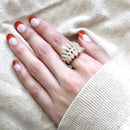 Simple Rings 3W1462 Tricolor Brass Ring with AAA Grade CZ