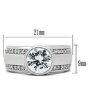 Simple Rings 3W147 Rhodium Brass Ring with AAA Grade CZ