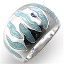 Sterling Silver Cubic Zirconia Ring 34205 - 925 Sterling Silver Ring with Epoxy