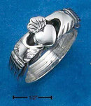 Silver Jewelry Rings Sterling Silver Ring: Antiqued Heart In Hands Puzzle Ring JadeMoghul Inc.