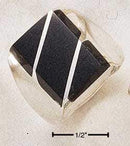 Silver Jewelry Rings Sterling Silver Ring: Men'S Large Obsidian Rectangular Striped Ring JadeMoghul Inc.