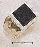 Silver Jewelry Rings Sterling Silver Ring: Men'S Square Obsidian Ring JadeMoghul Inc.