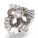 Sterling Silver Ring Set 32328 Antique Tone 925 Sterling Silver Ring