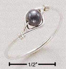 Silver Jewelry Rings Sterling Silver Ring: Synthetic Hematite Bead Wire Ring JadeMoghul Inc.