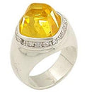 Sterling Silver Rings 0F223 - 925 Sterling Silver Ring with CZ in Citrine