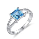 Silver Jewelry Rings Sterling Silver Women Fashion Simple Ring With Blue Gemstone TIY