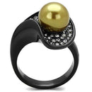 Unique Engagement Rings TK1732 Black - Stainless Steel Ring with Synthetic