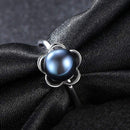Unique Flower Pattern Women Luxury 926 Silver Freshwater Pearl Ring
