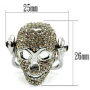 Unique Mens Rings 3W016 Rhodium White Metal Ring with Top Grade Crystal