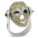 Unique Mens Rings 3W016 Rhodium White Metal Ring with Top Grade Crystal