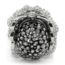 Unique Mens Rings 3W018 Matte Rhodium & Rhodium White Metal Ring with Crystal