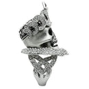 Unique Mens Rings 3W018 Matte Rhodium & Rhodium White Metal Ring with Crystal
