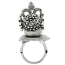 Unique Mens Rings 3W018 Matte Rhodium & Rhodium White Metal Ring with Crystal