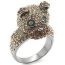 Unique Rings 0W279 Ruthenium Brass Ring with Top Grade Crystal