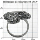 Unique Rings 0W282 Ruthenium Brass Ring with Top Grade Crystal in Jet