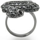 Unique Rings 0W282 Ruthenium Brass Ring with Top Grade Crystal in Jet