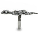 Unique Rings 0W282 Ruthenium Brass Ring with Top Grade Crystal in Jet