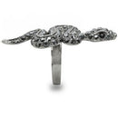 Unique Rings 0W282 Ruthenium Brass Ring with Top Grade Crystal in Jet