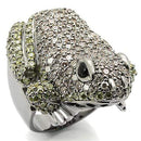 Unique Rings 0W284 Ruthenium Brass Ring with AAA Grade CZ