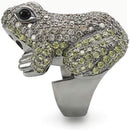 Unique Rings 0W284 Ruthenium Brass Ring with AAA Grade CZ