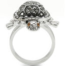 Unique Rings 0W285 Rhodium Brass Ring with Top Grade Crystal