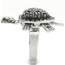 Unique Rings 0W285 Rhodium Brass Ring with Top Grade Crystal