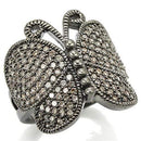 Unique Rings 0W290 Ruthenium Brass Ring with AAA Grade CZ in Champagne