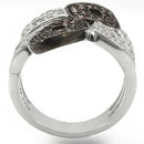 Unique Rings 0W295 Rhodium + Ruthenium Brass Ring with AAA Grade CZ