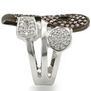 Unique Rings 0W295 Rhodium + Ruthenium Brass Ring with AAA Grade CZ