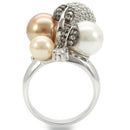Unique Rings 0W296 Rhodium + Ruthenium Brass Ring with Synthetic