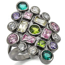 Unique Rings 0W297 Ruthenium Brass Ring with AAA Grade CZ