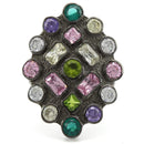 Unique Rings 0W297 Ruthenium Brass Ring with AAA Grade CZ