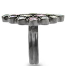 Unique Rings 0W297 Ruthenium Brass Ring with AAA Grade CZ