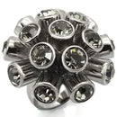 Unique Rings 0W306 Ruthenium Brass Ring with Top Grade Crystal in Jet