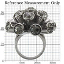 Unique Rings 0W306 Ruthenium Brass Ring with Top Grade Crystal in Jet
