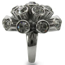 Unique Rings 0W306 Ruthenium Brass Ring with Top Grade Crystal in Jet