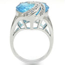 Unique Rings 0W343 Rhodium Brass Ring with Synthetic in Sea Blue