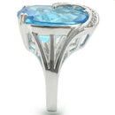 Silver Jewelry Rings Unique Rings 0W343 Rhodium Brass Ring with Synthetic in Sea Blue Alamode Fashion Jewelry Outlet