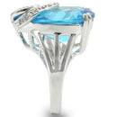 Silver Jewelry Rings Unique Rings 0W343 Rhodium Brass Ring with Synthetic in Sea Blue Alamode Fashion Jewelry Outlet