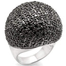 Unique Rings 0W362 Rhodium + Ruthenium Brass Ring with AAA Grade CZ