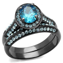 Vintage Engagement Rings TK1W163LJ Light Black Stainless Steel Ring with CZ