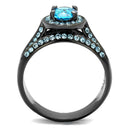 Vintage Engagement Rings TK1W163LJ Light Black Stainless Steel Ring with CZ