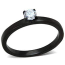 Vintage Engagement Rings TK2016 Black - Stainless Steel Ring with CZ