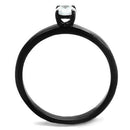 Vintage Engagement Rings TK2016 Black - Stainless Steel Ring with CZ