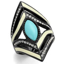 Vintage Engagement Rings TK2099 Black - Stainless Steel Ring with Synthetic